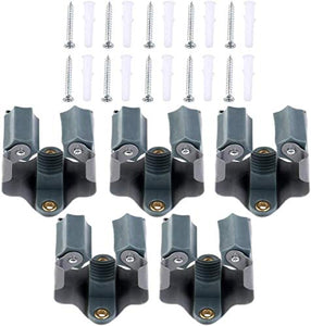 KisSealed Mop and Broom Holder Wall Mounted Garden Storage Rack Pack of 5 (Gery)