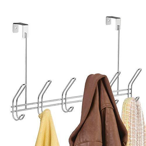 Best interdesign classico over door organizer hooks 6 hook storage rack for coats hats robes or towels chrome