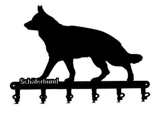 Key Holder -" Schäferhund" German Shepherd - Beautiful Key Hook for Wall - 6 Hooks