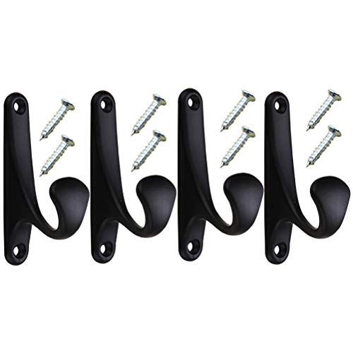 Zmmyr 4Packs Wall Mounted Coat Hooks Wardrobe Hat Hooks Vintage Single Organizer Hangers (Black)