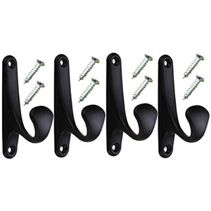 Zmmyr 4Packs Wall Mounted Coat Hooks Wardrobe Hat Hooks Vintage Single Organizer Hangers (Black)