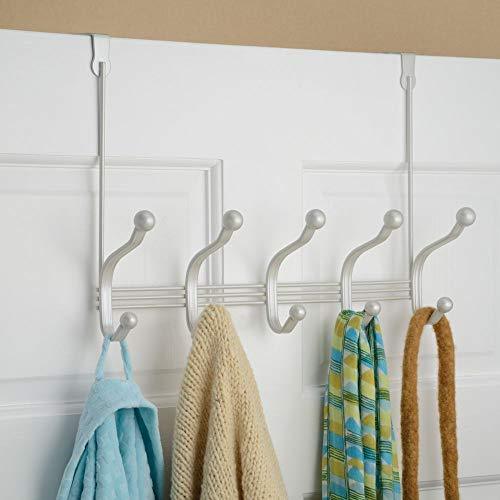 Try mdesign decorative over door 10 hook steel storage organizer rack for coats hoodies hats scarves purses leashes bath towels robes for mens and womens clothing pearl white