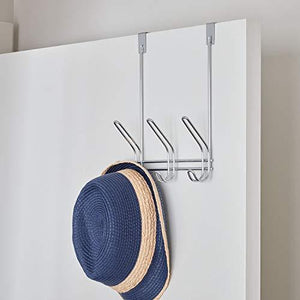 Storage interdesign 43912 classico over door storage rack organizer hooks for coats hats robes clothes or towels 3 dual hooks chrome
