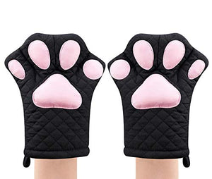 Feb.7 Oven Mitts,Cat Design Heat Resistant Cooking Glove Quilted Cotton Lining- Heat Resistant Pot Holder Gloves for Grilling & Baking Gloves BBQ Oven Gloves Kitchen Tools Gift Set BBQ,Microwave