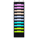 ZKOO Hanging File Folders Pocket Chart, 10 Pocket & 3 Hanger Cascading Wall Organizer - Organize Your Assignments, Files, Scrapbook Papers & More, Perfect Organization for Classroom, Home, Office