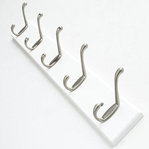 LXLA- Shelf Hangers Coat Rack Hook Up Double Wood Bamboo Wall-mounted White Brown (Available 3,4,5,6,7,8 Hooks, 35/48/61/74/87/99.5 7.5 1.5 cm) (Color : White, Size : 5 hooks)