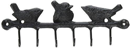 Abbott Collection Cast Iron Three Birds Wall Hook, Bronze (6 hooks)