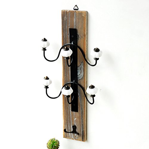 HSRG Coat Rack Coat Hat Hook Solid Wood Retro Distressed Wall Mount Wall Wooden Multiple Hooks Creative Home Entrance Hanging Ornament