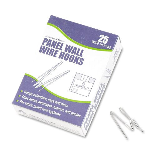 Advantus 75370 Panel Wall Wire Hooks, Silver, 25 Hooks/Pack