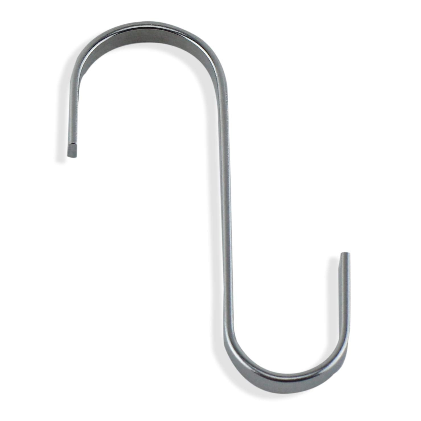 10 Pack 3 Inches Flat Brushed S Shape Chrome Finish Stainless Steel Punch Cup Bowl Kitchen Hanging Hooks for Kitchenware , Pots , Utensils , Plants , Towels , Gardening Tools , Clothes by R&H (10)