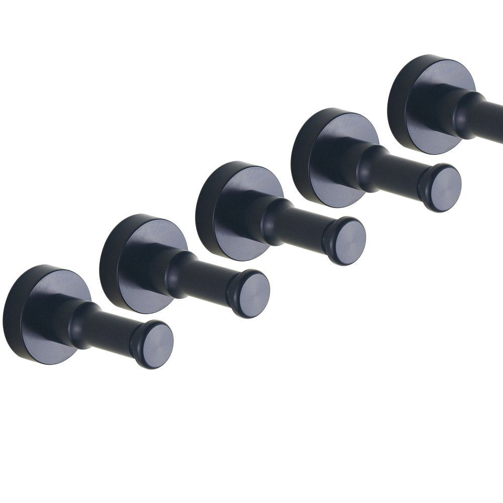 Yuanlar Bath Towel Hooks Hat Coat Robe Door Wall Hook Hanger Space Aluminum, Set of 5 in pack (Color A)