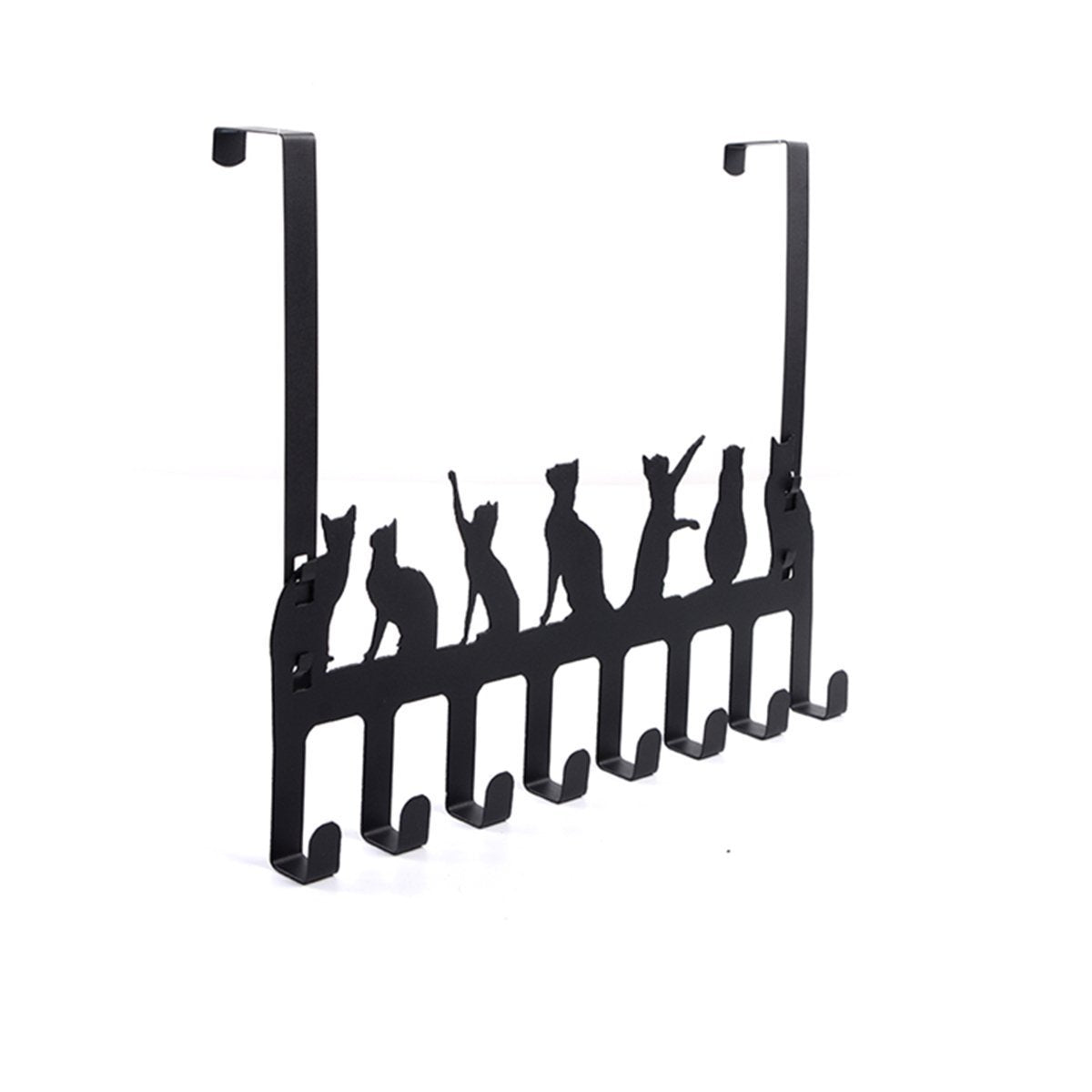 Over the door Hook Hanger with 8 Coat Hooks-Decorative Metal Hanger Holder for Home Office Use,Cat Style