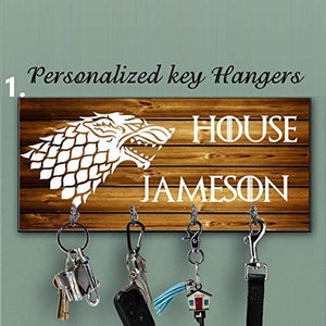 Key Hanger, Personalized Key Holder, Anniversary Gift, Housewarming Gift, game of thrones key holder,custom key rack,custom key holder,stark gift, stark key holder, key holder for wall