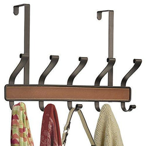Try interdesign laredo over door storage rack organizer hooks for coats hats robes clothes or towels 5 dual hooks brown bronze