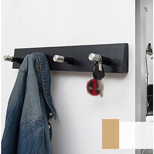 LXLA- Shelf Hangers Coat Rack Hook Up Wood Bamboo Wall-mounted Brown Black (Available 4 Hooks, 48.2 7.4 2.2 cm) (Color : Black)