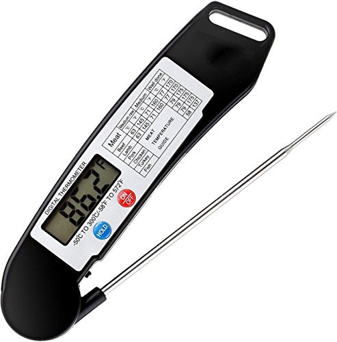 TraderPlus Digital Meat Thermometer Instant Read Food Thermometer Cooking Thermometer for Kitchen, Oven, BBQ Grill, Water, Beer, Milk, Bath Water Probe, Steak