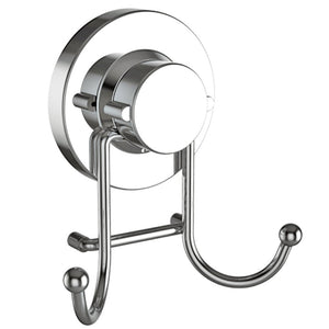 HOME SO Towel Hook with Suction Cup Holder - Bathroom Shower Kitchen Removable Hooks Hanger for Bath robe, Towels, Coat, Loofah - Stainless Steel, Chrome