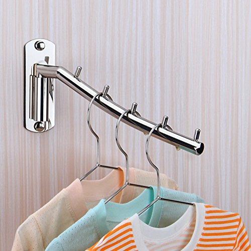 Featured hellonexo folding wall mounted clothes hanger rack wall clothes hanger stainless steel swing arm wall mount clothes rack heavy duty drying coat hook clothing hanging system closet storage organizer