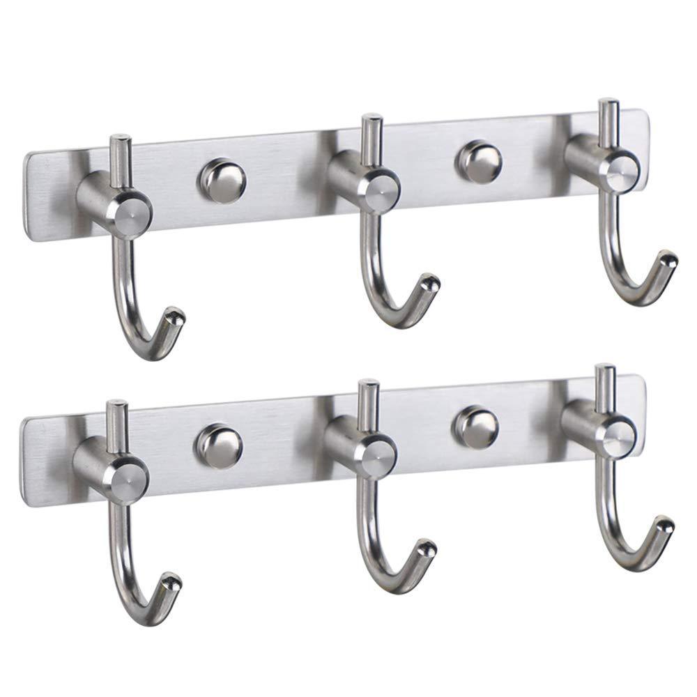 New mellewell hook rail coat rack with 3 hooks stainless steel 304 brushed nickel pack of 2