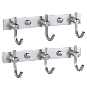 New mellewell hook rail coat rack with 3 hooks stainless steel 304 brushed nickel pack of 2