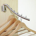 IMEEA Closet Hanger Space Saver Swing Arm Wall-Mounted SUS304 Brushed Stainless Steel with 6 Hooks 12.6inch (2-Set)
