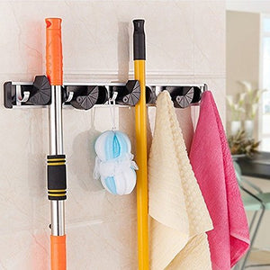 GWHOLE Mop and Broom Holder,4 Position 5 Hooks Wall Mount Rack for Home,Closet,Garden,Garage and Shed