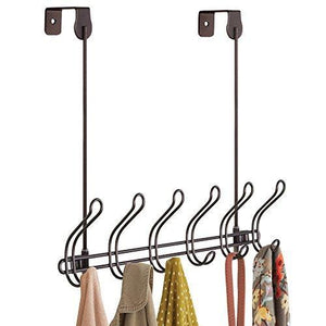 Discover the best interdesign classico wall mount over door storage rack organizer hooks for coats hats robes clothes or towels 6 dual hooks bronze