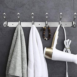 Great arplis wall mounted hooks stainless steel rack wall hanger with 6 double hooks design coat towel rail hook for foyer hallways and bedrooms