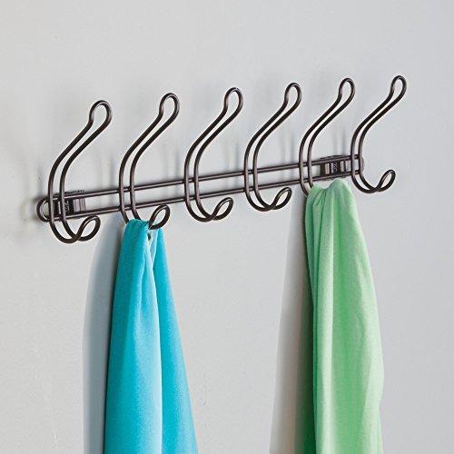 Explore interdesign classico wall mount over door storage rack organizer hooks for coats hats robes clothes or towels 6 dual hooks bronze