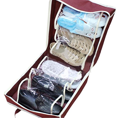Ikevan 1PC Portable Shoes Travel Storage Bag Organizer Tote Luggage Carry Pouch Holder, 2 Colors (Wine Red)