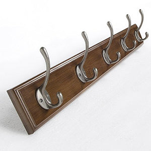 LXLA- Shelf Hangers Coat Rack Hook Up Double wood Bamboo Wall-mounted Brown (Available 4,5,6,7,8 Hooks, 48/61/74/87/100 8 1.8 cm) (Size : 5 hooks)