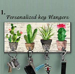 Wooden Cactus key holder for wall, Cactus wall decor, Tropical wall decor, Hook key, Organizer wall key rack, Cactus key storage,Wall Key Rack, Key Hangers, Personalized Gift, Cacti key hanger