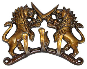 eSplanade Multicolored Ethnic Horse Brass Key | Key Stand | Key Holder, for Keys Hanger Hook, Wall Key Holder, Key Stand, Keys Rack Hook, Key Hanging Hooks (Fighting Lions)