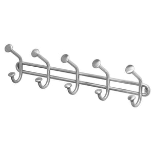 Get interdesign forma wall mount storage rack hanging hooks for jackets coats hats and scarves 5 dual hooks brushed stainless steel
