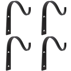 Mkono 4 Pack Iron Wall Hooks Metal Heavy Duty Plant Hanger Bracket Coat Hook Decorative Hook for Hanging Lantern Planter Bird Feeders Coat Indoor Outdoor Rustic Home Decor, Screws Included