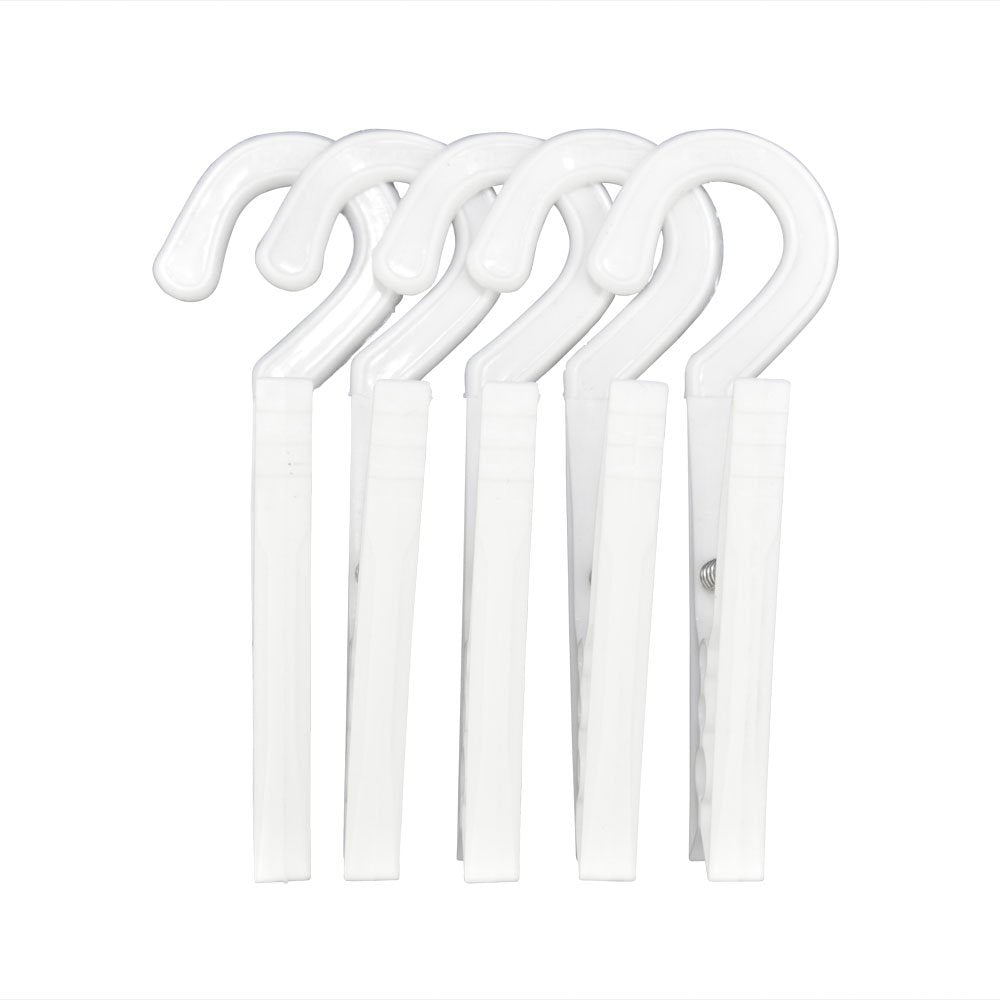 Laundry Clip Hooks, 20 Pack, Clothes Pin Hangers, White Plastic, Clothes Line Hanging Laundry, Portable, Travel, Air Dry, Drip Dry, Outdoor Hang Drying Clothing