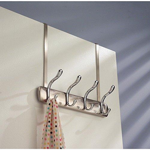 Results arkbuzz over door storage rack organizer hooks for coats hats robes clothes or towels 4 dual hooks brushed nickel chrome