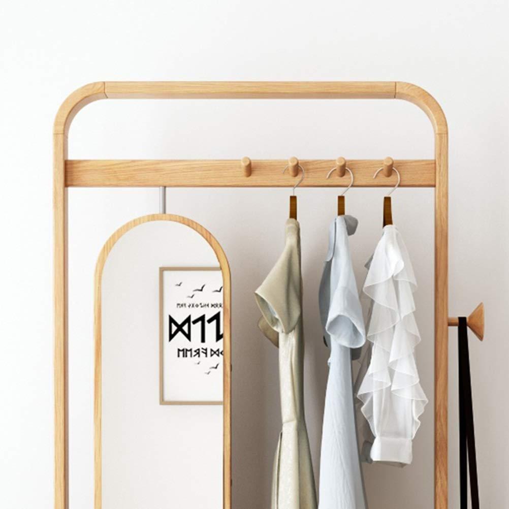 Save zcyx mirror body household dressing mirror wood hanger bedroom multi purpose coat rack storage rack hanger hooks color a