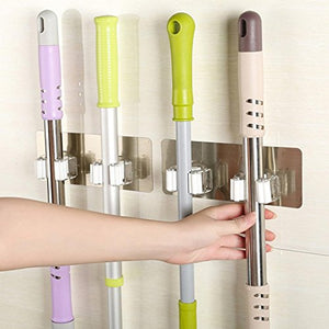 Broom and Mop Holder, Transer Broom & Mop Gripper Holder Clip Wall Mounted Organizer Tool Storage Rack for Rake or Mop Handles (White)