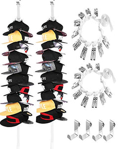 IZUS Baseball-Cap-Organizer-Holder-Racks Hat Hanger for Door - Each Hold More Than 20 Hats (White 2 Pack)
