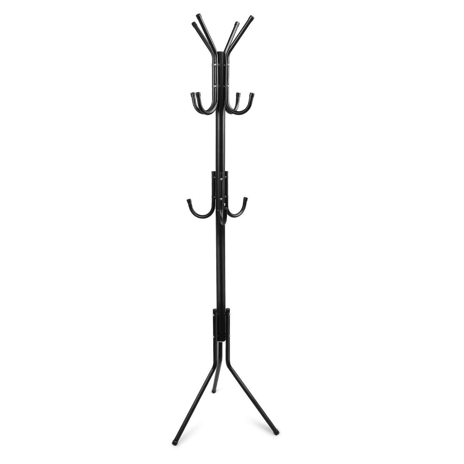 Buy now topvork standing coat rack hanger holder hooks for dress jacket hat and umbrella tree stand with base metal black