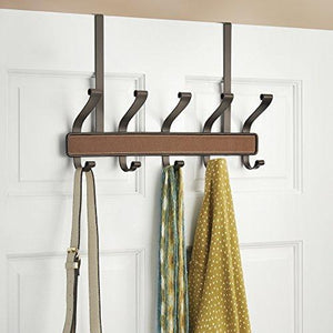 Top interdesign laredo over door storage rack organizer hooks for coats hats robes clothes or towels 5 dual hooks brown bronze