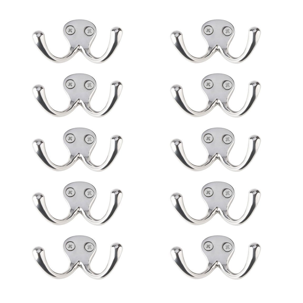 Best seller  bar face wall mount purse coat key hook double arm polished stainless steel set of 10