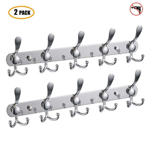 Cheap besy wall mounted coat hooks self adhesive clothes robe hat rack rail with 15 hooks for bathroom kitchen office drill free with glue or wall mount with screws chrome plated 2 packs