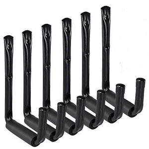 Heavy Duty Garage Storage Utility Hooks with EVA Protector,Wall Mount Screw-in Garage Hangers & Organizer for Tools,Bicycle,Ladder,Chair Hose,Garden Items|(6 Pack-Black)