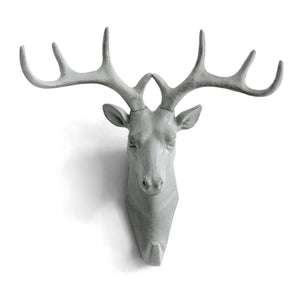 Herngee Deer Head Single Wall Hook / Hanger Animal shaped Coat Hat Hook Heavy Duty, Rustic,Recycled, Decorative Gift , Grey