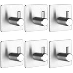 New self adhesive hooks keku 6 pack heavy duty stainless steel bathroom tower hooks for closets coat robe hanger rack wall mount