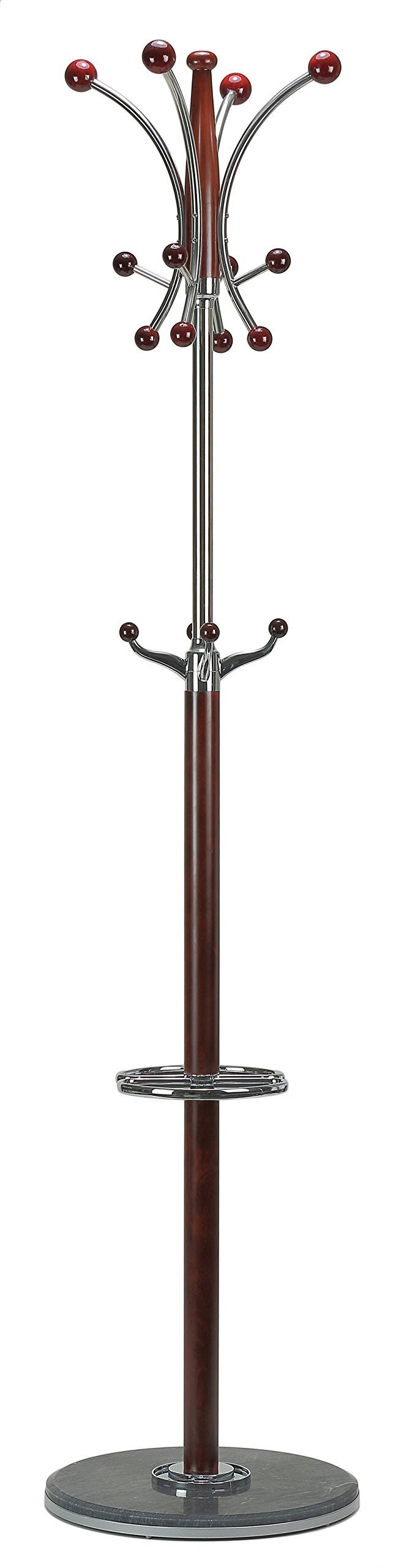 Top cortesi home octopus contemporary chrome and mahogany finish wood coat rack dark marble