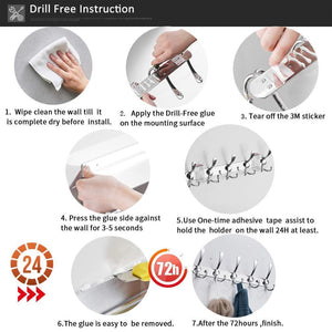 Explore besy wall mounted coat hooks self adhesive clothes robe hat rack rail with 15 hooks for bathroom kitchen office drill free with glue or wall mount with screws chrome plated 2 packs