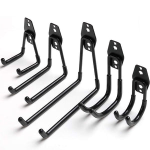 Kitchen heavy duty garage storage utility hooks and hanger wall mount tool holder garage organizer with anti slip coating for home chair ladder bike bicycle garden hose 5 pack black